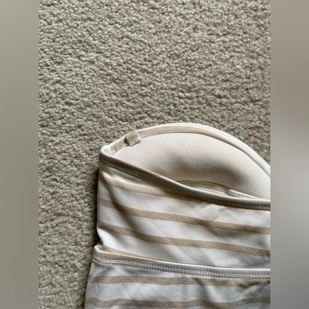 Cream and gold tube top bathing suit swim top - Picture 5 of 6